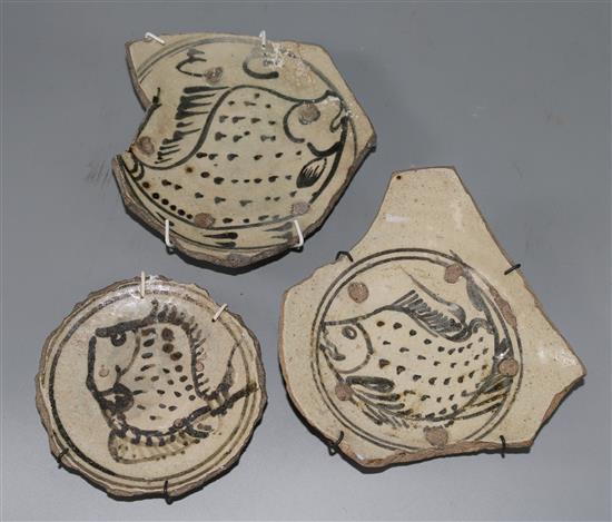 Three Suko Thai 13th century pottery fragments